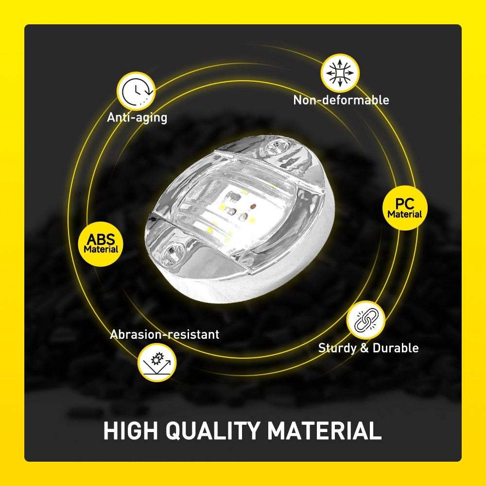 8Pcs Round White 12V LED Navigation Light Courtesy Light Marine Boat Stern Deck