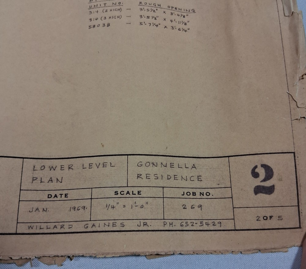 Mid Century Original 1969 Architectural Blueprints Drawings