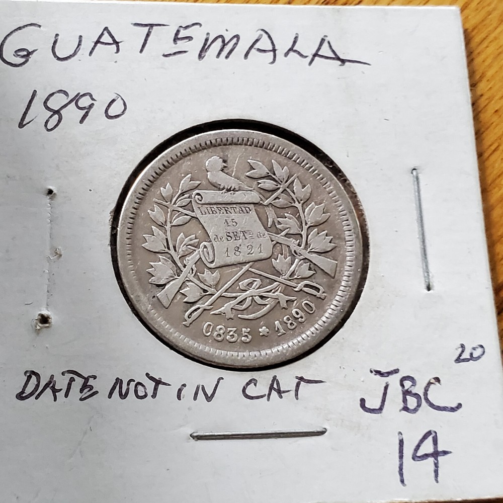 1890 GUATEMALA 25 CENTAVOS SILVER JBC14