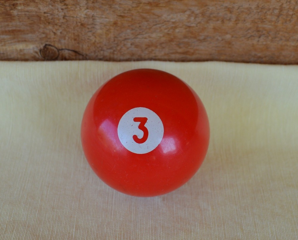 Vintage Pool Ball No. 3 Solid Red Replacement Re-purpose