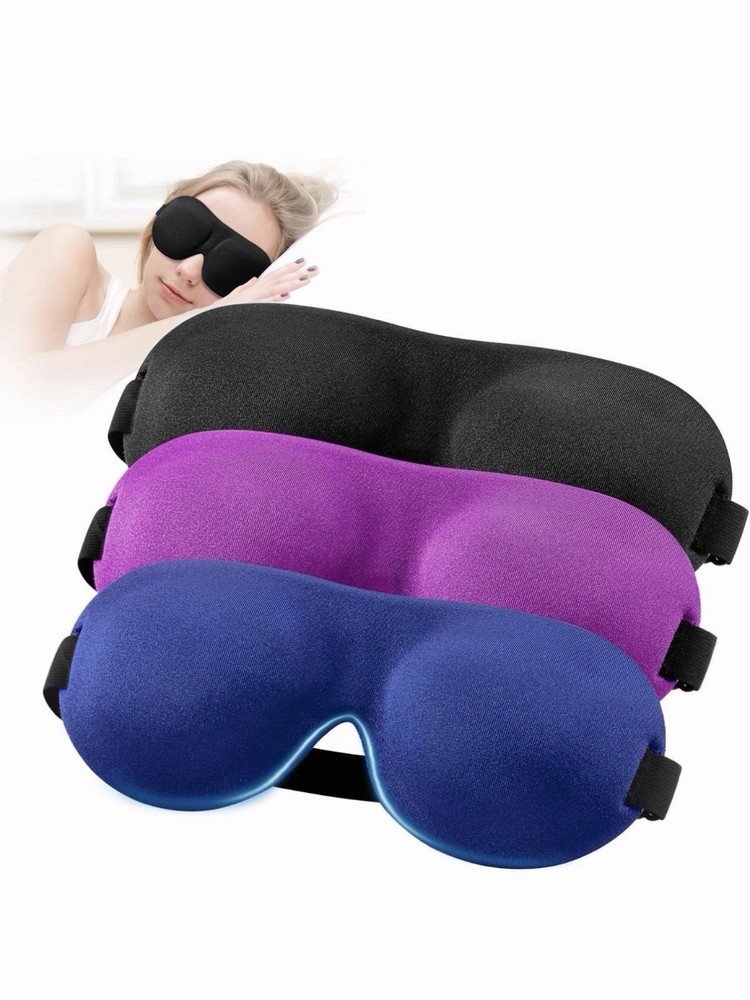 3D Sleep Mask Set of 3 for Side Sleeper Light Blocking Adjustable Eye Cover