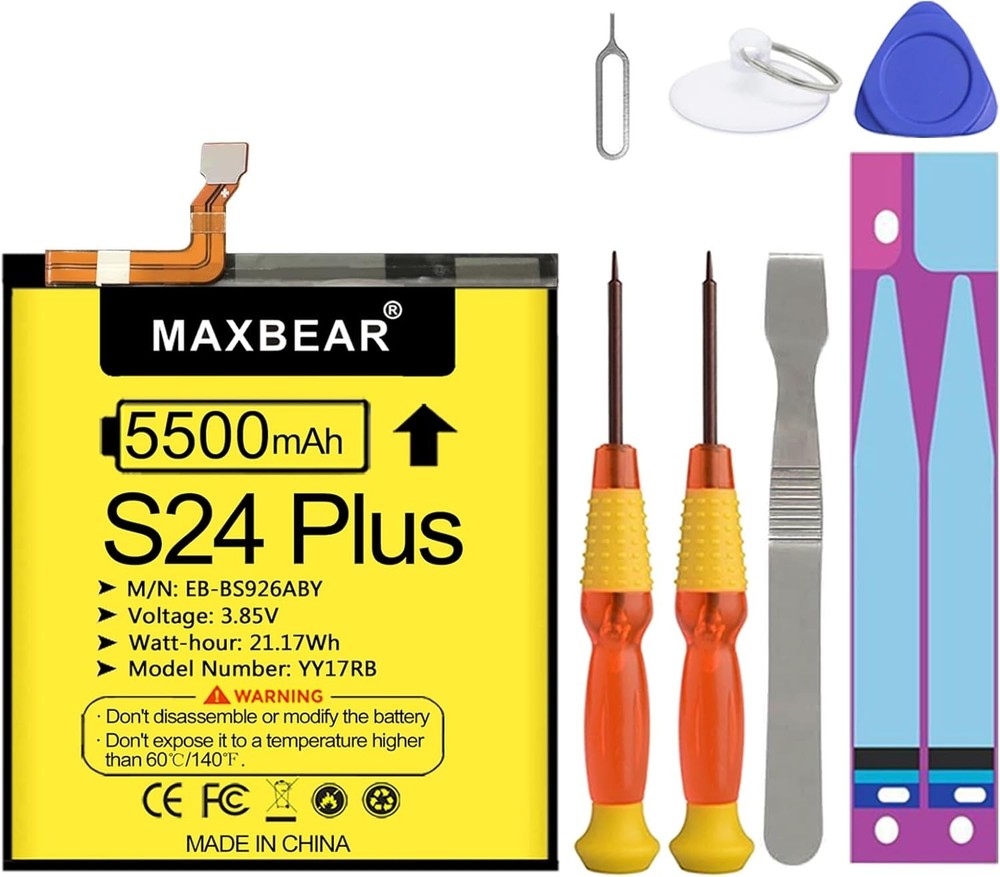 Galaxy S24 Plus Battery 2024 Upgraded 5500mAh 3.85V Li Polymer Replacement