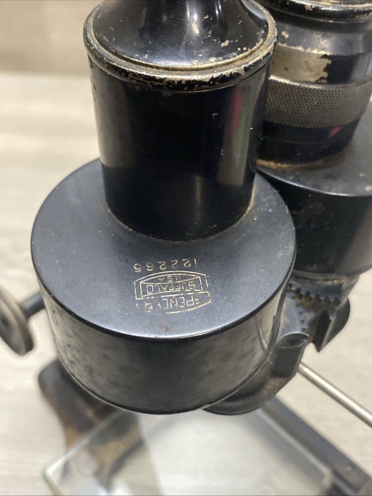 Antique Spencer Buffalo Microscope Adjustable Height HTF