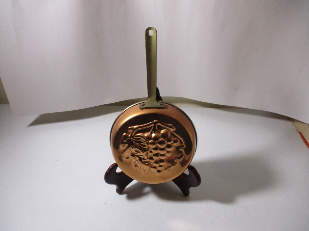 Vintage Copper Pan Embossed Grape & Leaf Wall Hanging