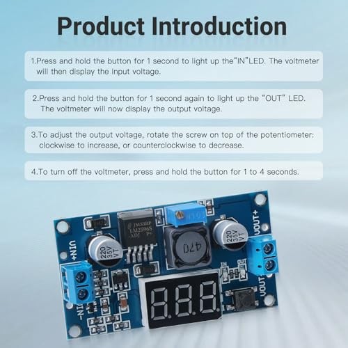 Blue LM2596 Adjustable DC-DC Buck Converter Step Down Module with LED 3PCS