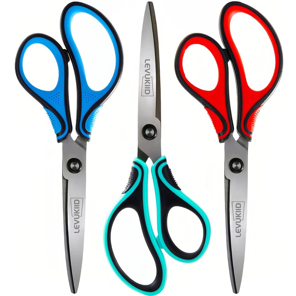 Scissors All Purpose 3 Pack, Office scissors,Sharp Pointed Tip & Comfort Grip...