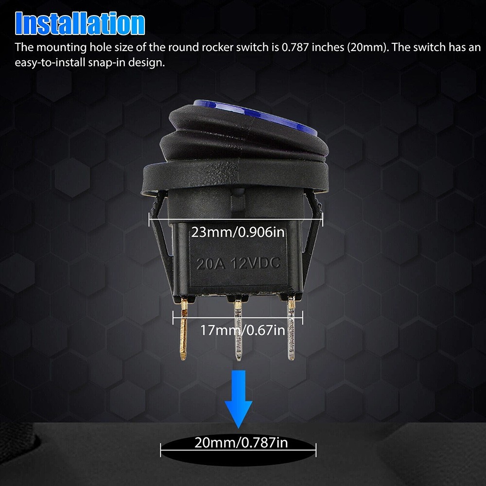 Waterproof KCD1 Boat Switch 3 Pin 20A 12V Switch