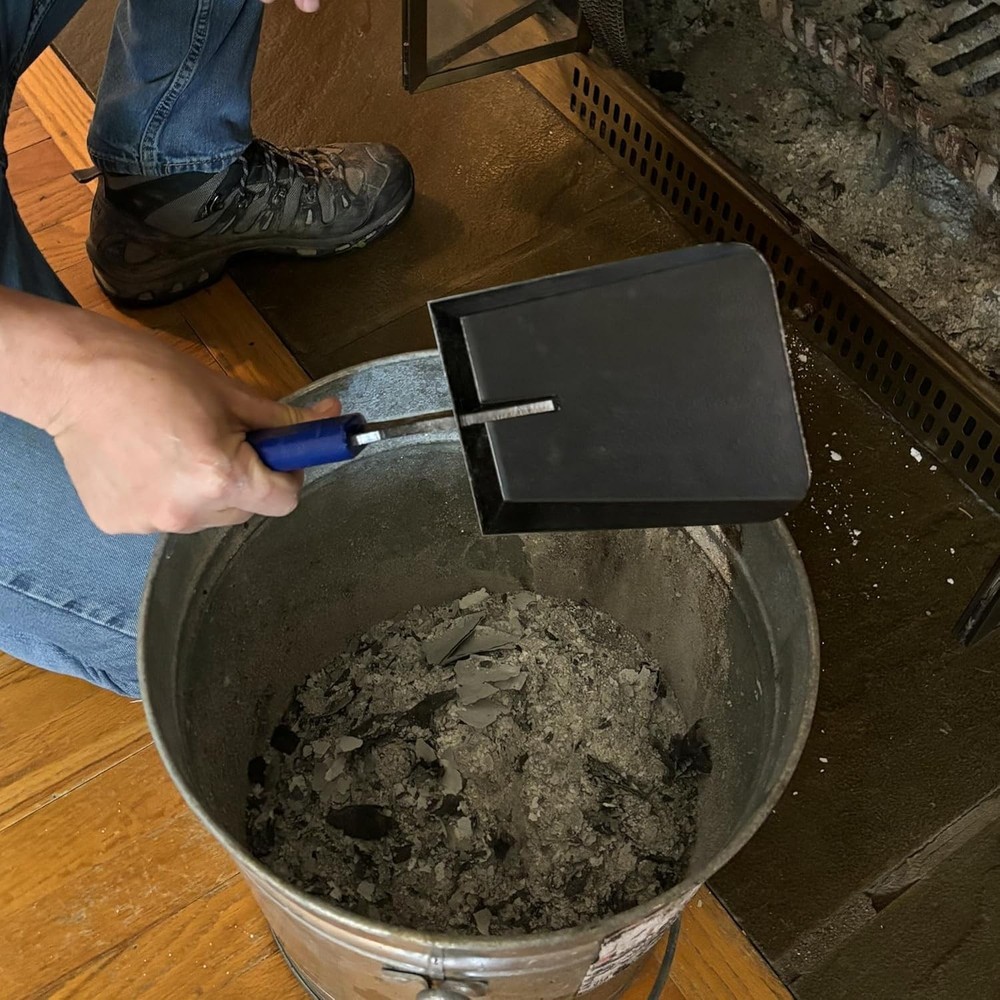 15-inch fireplace ash shovel – solid iron multi-purpose shovel