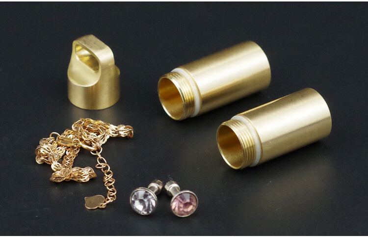 1PC Brass Pill Case Holder EDC Pill Organizer Container 2 Compartment Waterproof