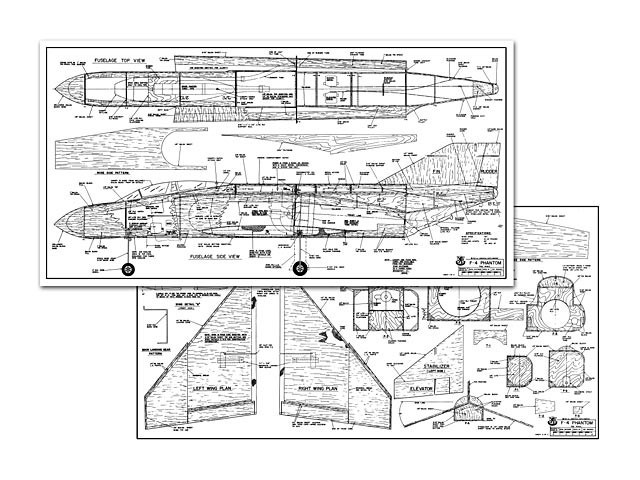F-4 Phantom 44" Wingspan RC Model Airplane Printed Plans & Templates