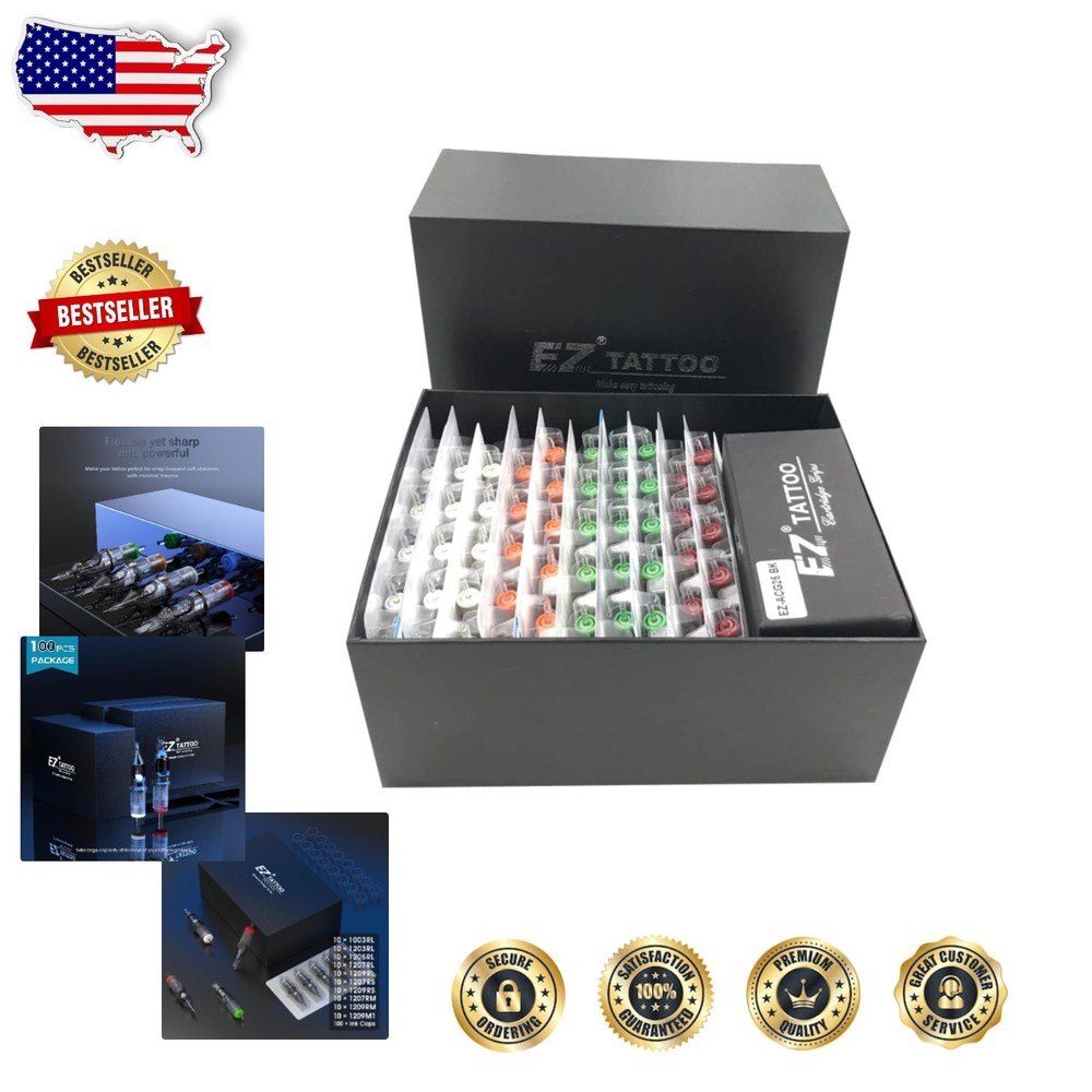 EZ Revolution Tattoo Cartridges 100pc Assorted Bugpin Mixed Needles