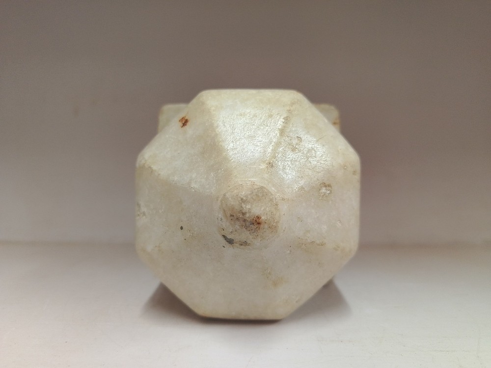 OLD MUGHAL WHITE MARBLE CARPET WEIGHTS COLLECTIBLE.