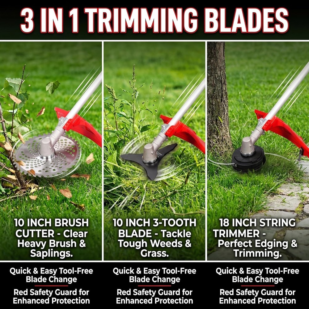 2-Stroke Gas Brush Cutter Pro-Grade String Trimmer EPA Compliant Orange