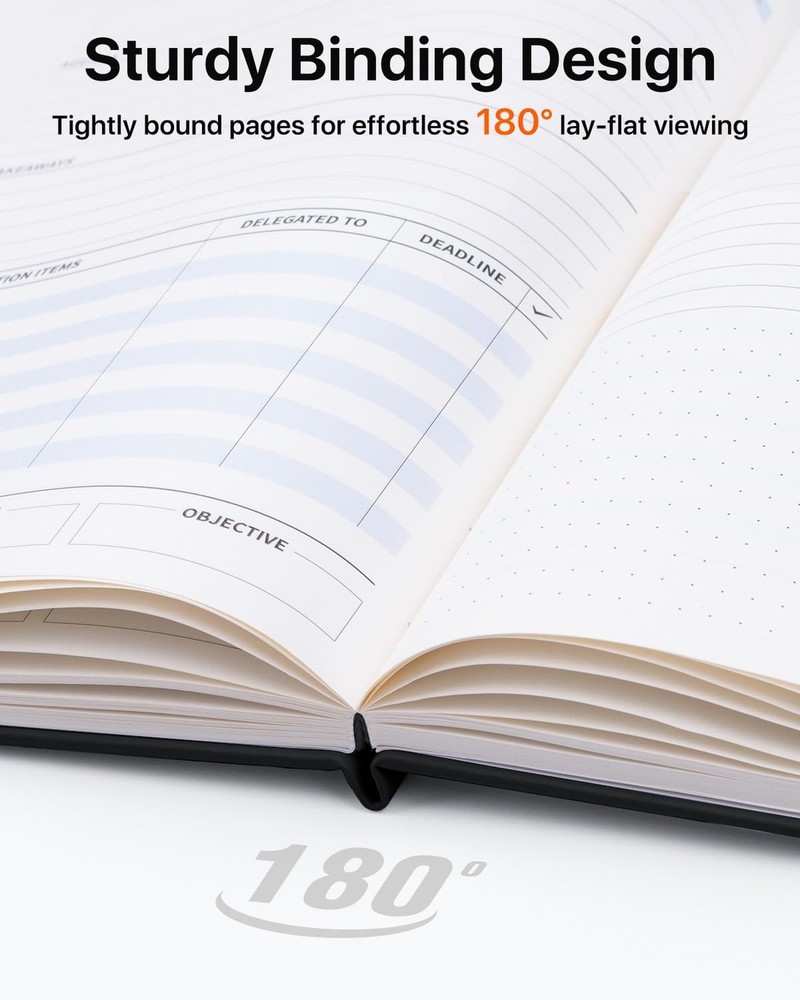 WEMATE Meeting Notebook for Work, Work Planner Notebook With Action Items, B5...