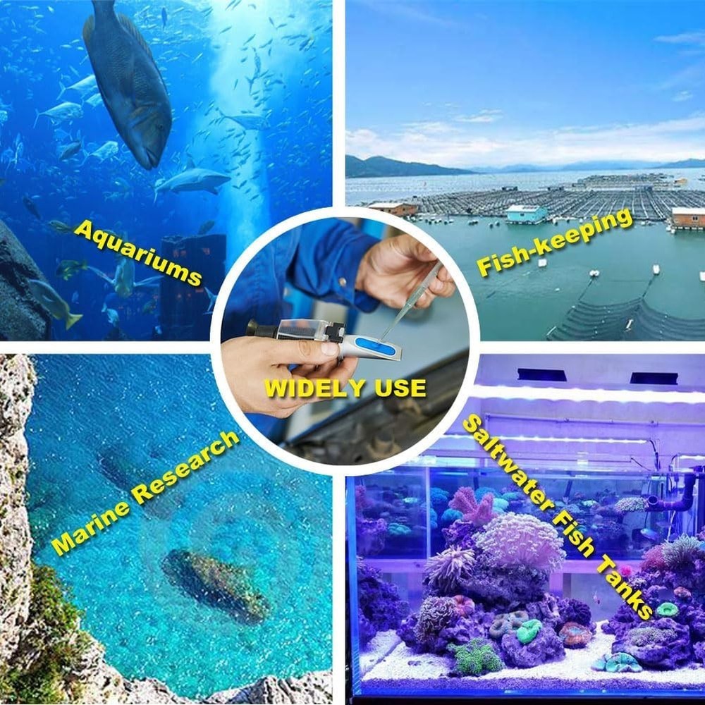 0-100 PPT Salinity Refractometer with Temperature Compensation & Hard Case