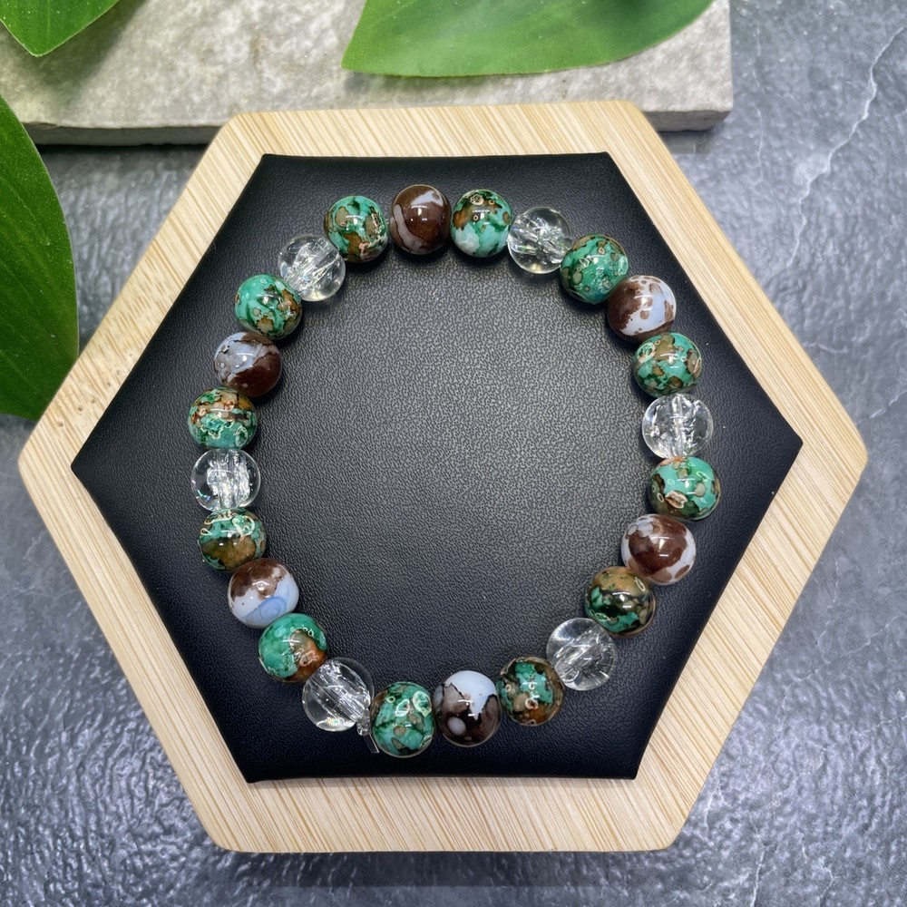 Handmade Bead Beaded Stackable 6.5” Plus Stretch Bracelet New Free Ship C1295