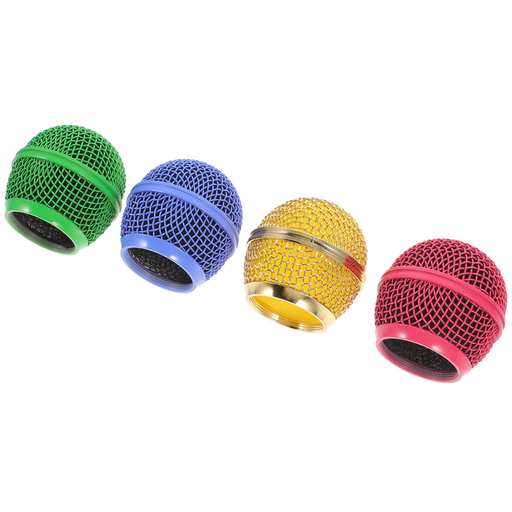 4 Pcs Microphone Mesh Grill Head Replace Microphones Grille Colored Accessories