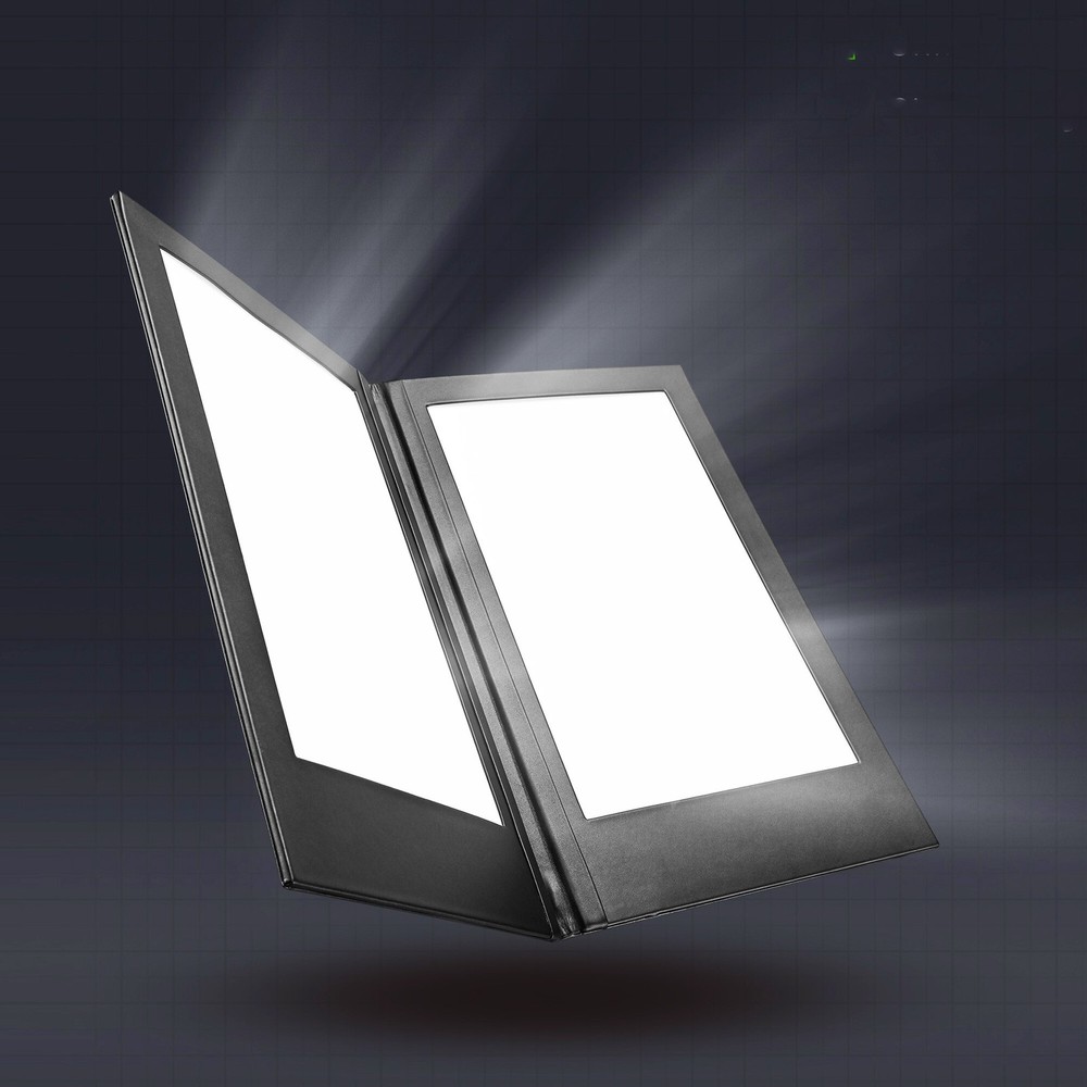WeChef LED Back Lit Light Menu Holder Cover Folding Double Panel Fits 8"x14"