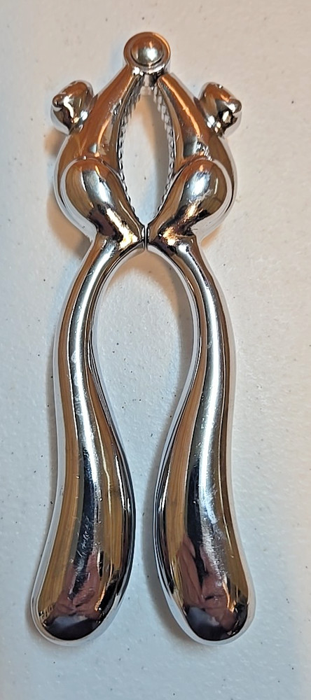 Vintage Squirrel Shaped Silver Tone Metal Nutcracker