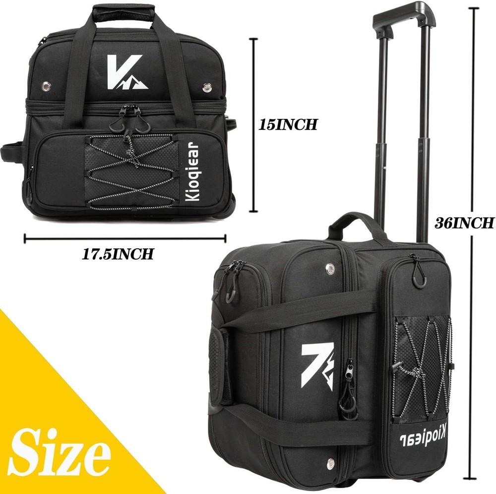 Double Roller 2 Ball Bowling Bag with Separate Shoe Compartment for Bowling