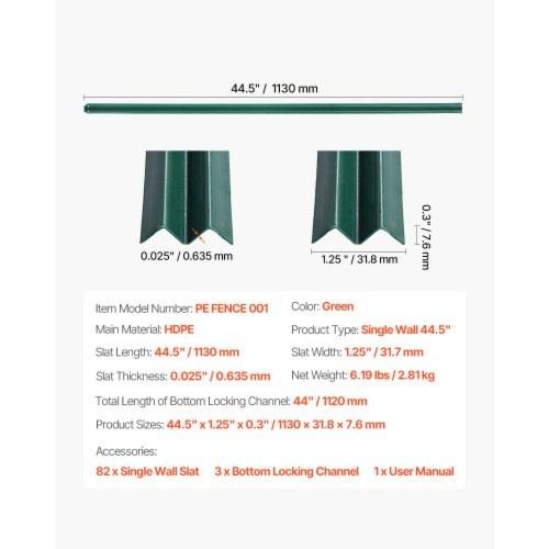 Bottom Locking Privacy Slats SingleWall Vertical BottomLocking Slats