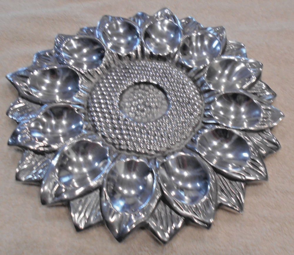Metal, Sunflower Design, Deviled Egg Plater, Made in Mexico