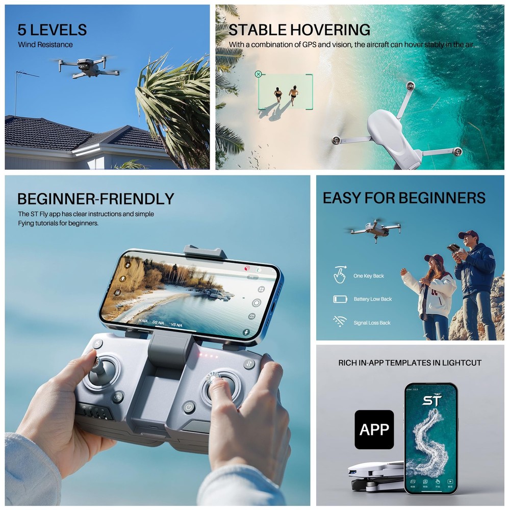 GPS Drone with 2K EIS Camera for Adults,Foldable RC Drones Auto Grey