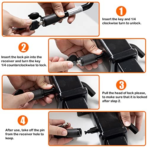 Trailer Hitch Receiver Lock, Dogbone Style Hitch Pin Lock, Dia 1 Pack Black