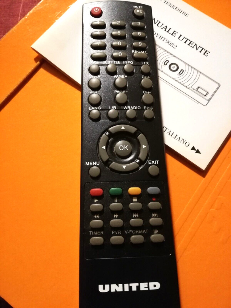 UNITED 9082 - DVB T1 - Digital Earth Decoder with Remote Control - Black and White