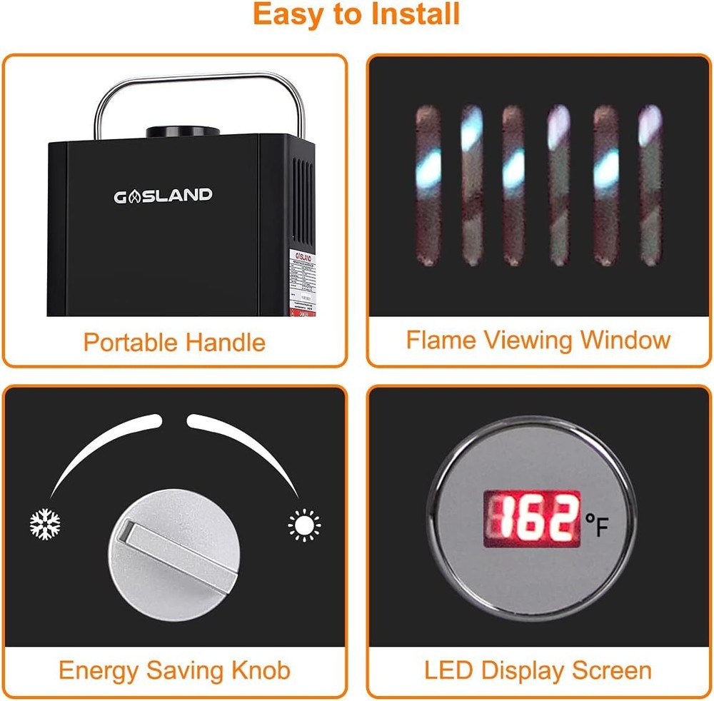 Gasland 6L Outdoor Tankless Hot Water Heater Propane Gas Portable Camping Shower