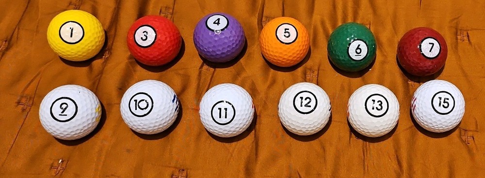 12 Pool Table Golf Balls partial set missing 2 8 and 14