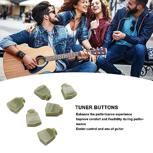Guitar Tuning Peg Buttons, Easy Control Tuner Buttons Set 6Pcs Plastic Buttons