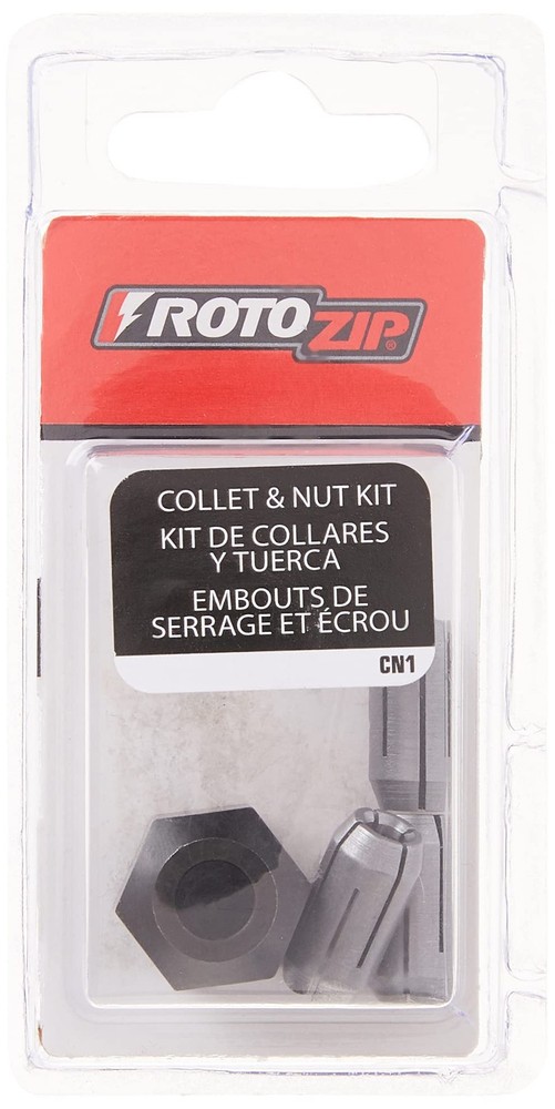CN1 Replacement Collet and Nut Kit for Router Silver Finish Power Tool