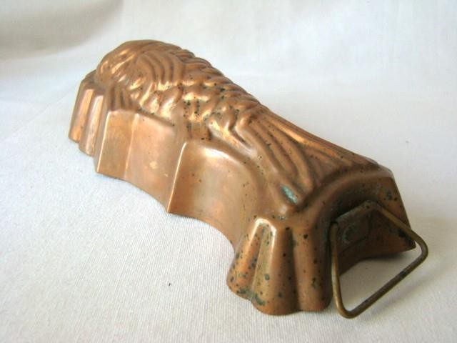 Vintage Primitive 9" Embossed COPPER Tin Lined FISH MOLD