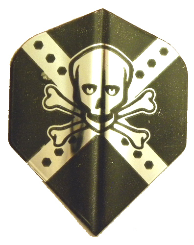 Dart Flights 5 Black Silver Skull & Crossbones Std Sets