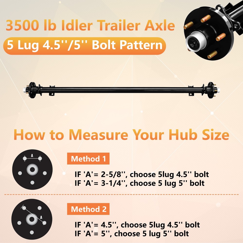 80" Spring Center New 95" Hubface 5x4.5 Bolt Pattern 3500 lbs Trailer Axle
