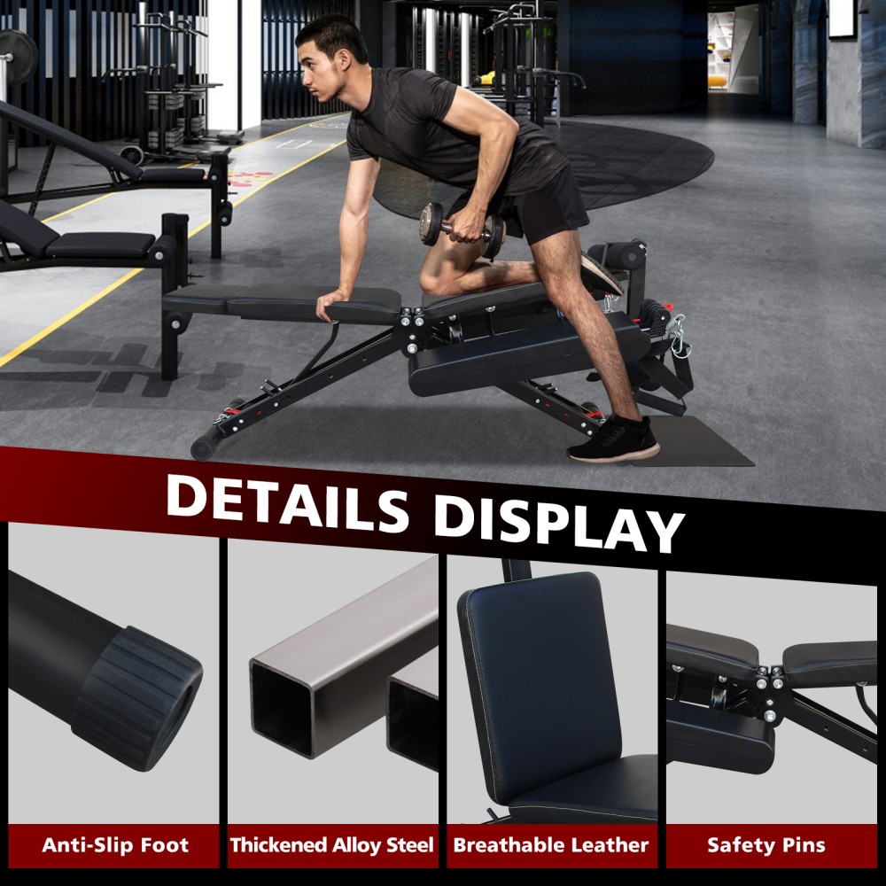 Adjustable Strength Training Bench Full Body Workout Fast Folding