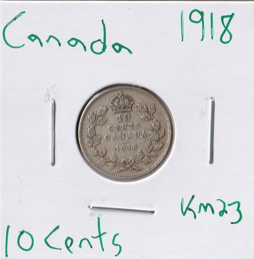 Coin Canada 10 Cents 1918 KM23, silver