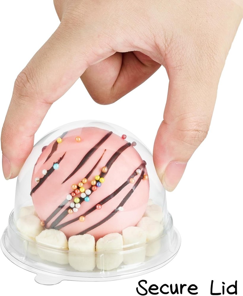 100Pcs Clear Plastic Mini Cake Boxes with Dome Lids, Mini
