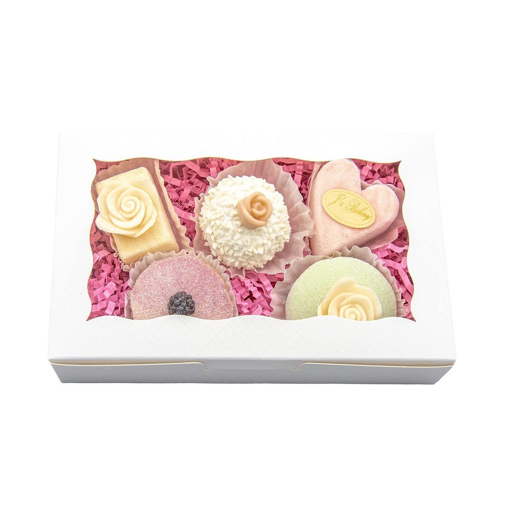 50pcs White Cookie Boxes with Window 7"x4.5"x1.5" Small Bakery Packagin