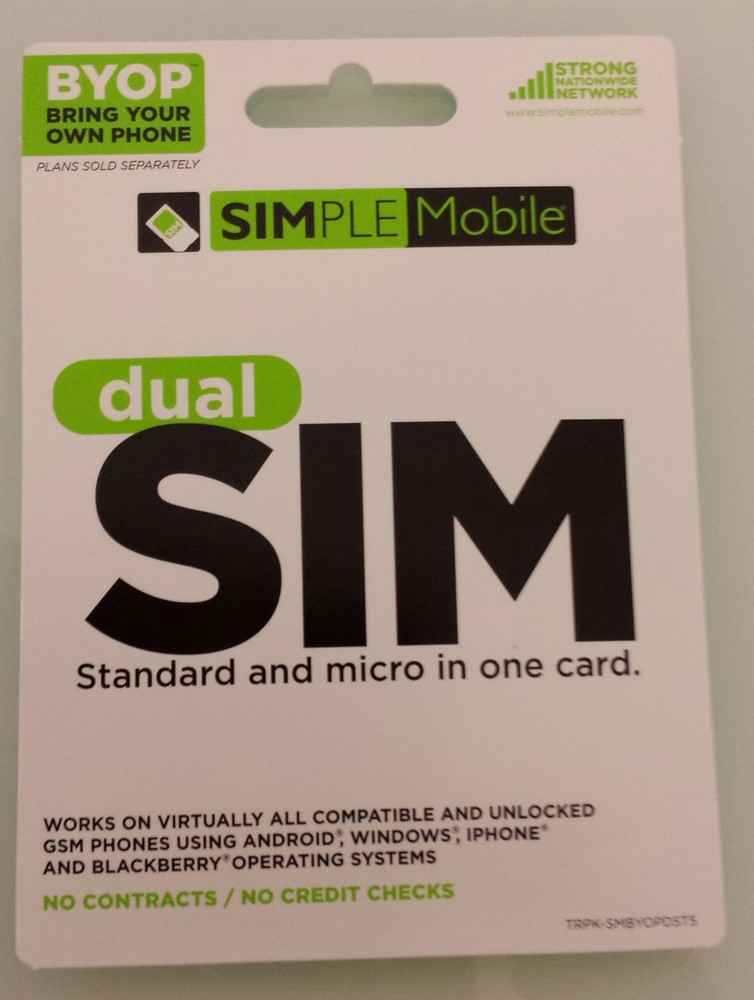 Simple Mobile SIM Pack Prepaid Unlimited Talk Text Data