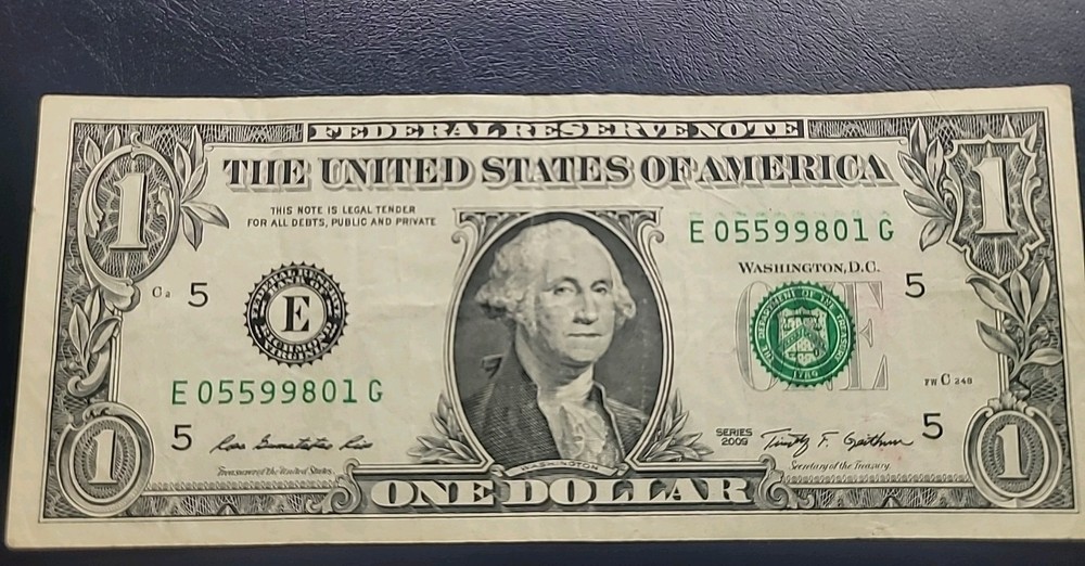 2009 One Dollar Error Over Ink.