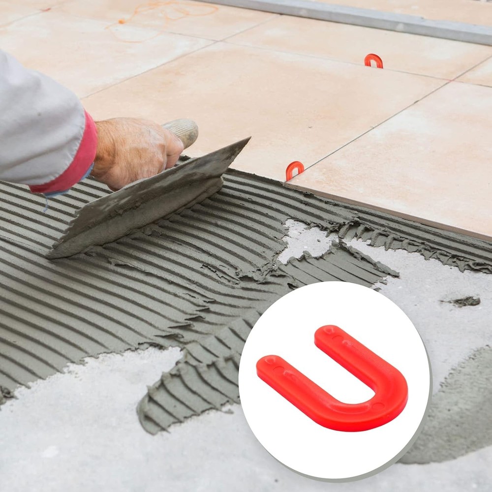 Efficient 50 Pack Red U-Shaped Tile Spacers - 1/8 Inch for Seamless Alignment
