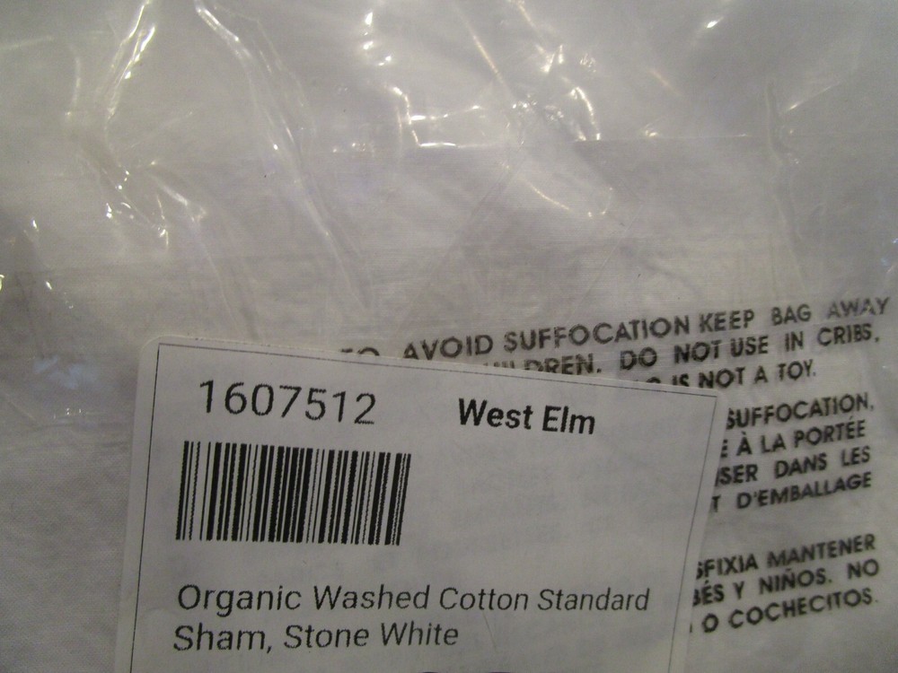 West Elm  Washed Cotton  standard  sham stone white  New