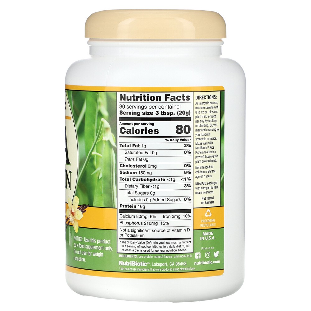 Pea Protein Powder, Vanilla , 21.16 oz (600 g)