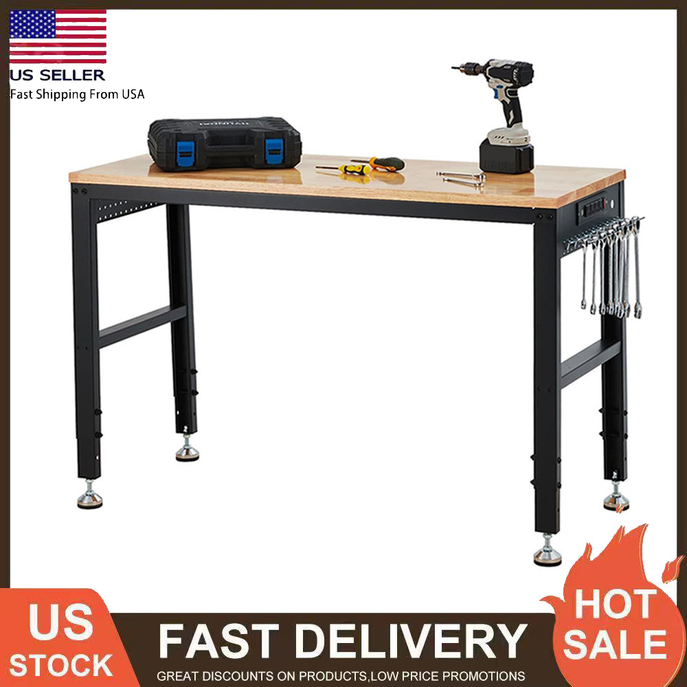 Adjustable Workbench 60"x20" 2000lbs Load Capacity Height Adjustable 29.5"-38.4"