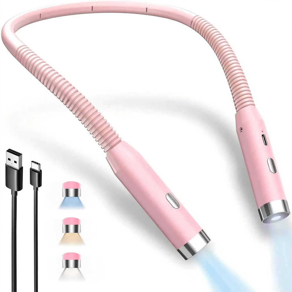 Neck Reading Light, 3-Color & 3-Brightness Adjustable Bendable Neck Light, US...