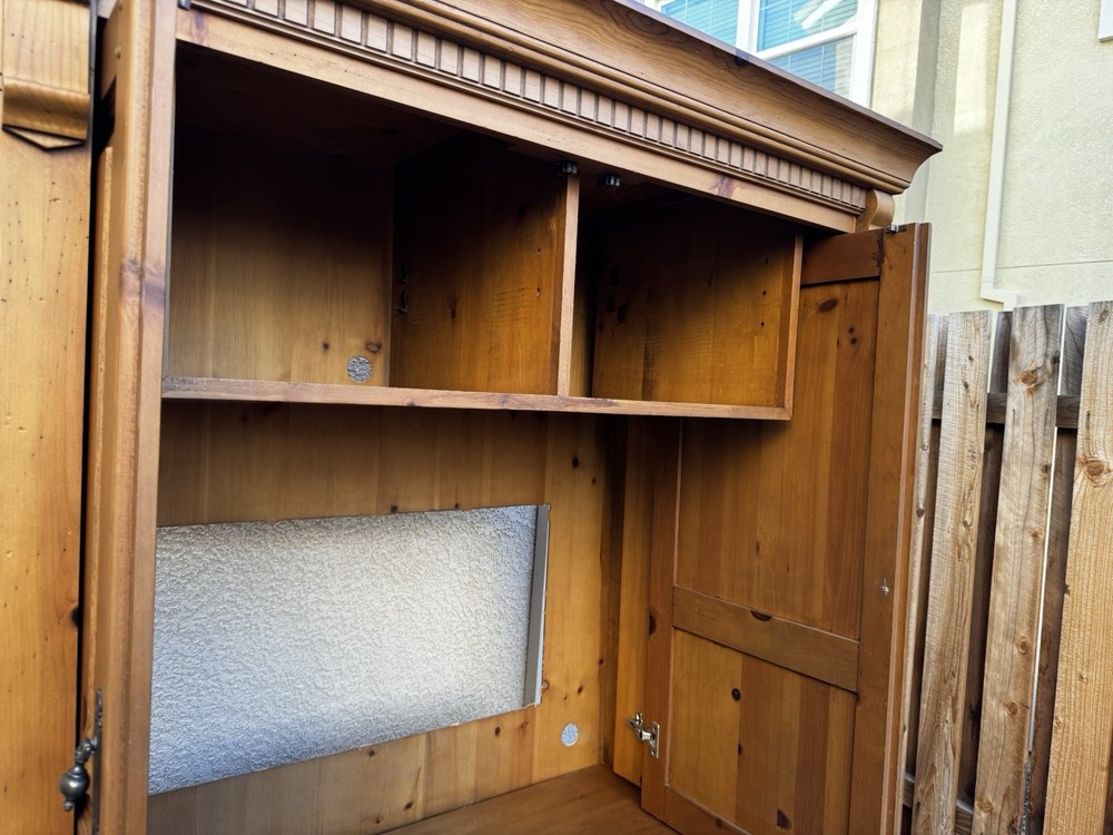Solid Wood Rustic Armoire Cabinet – Vintage Pine Wardrobe Storage Unit
