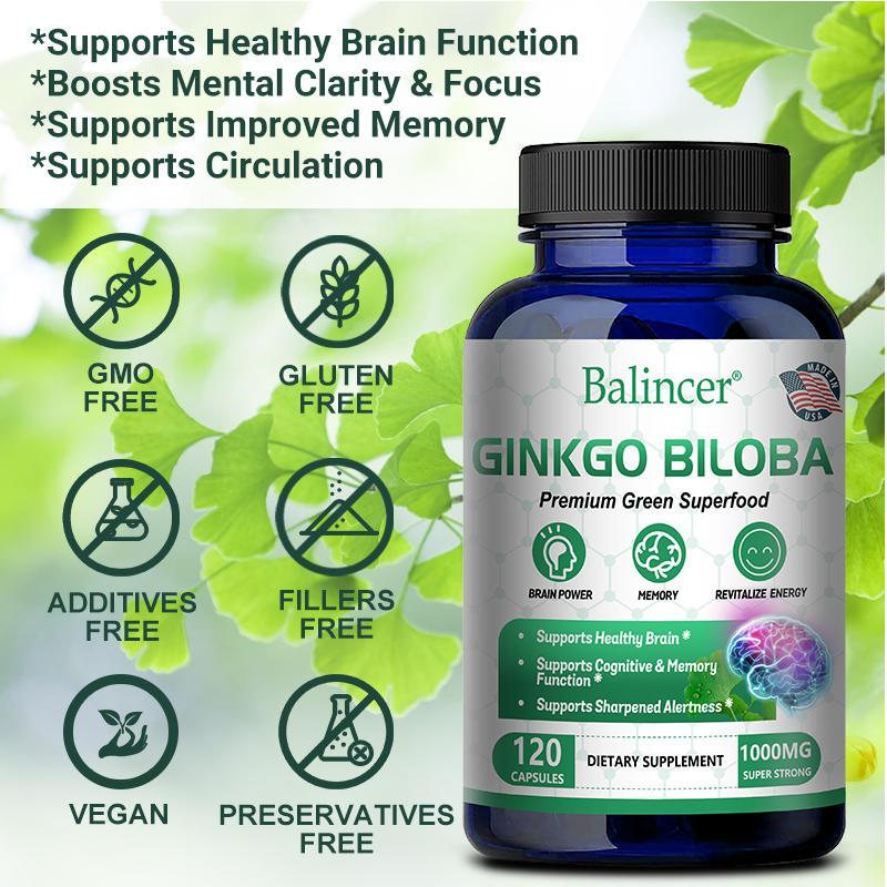 Ginkgo biloba capsule 1000 mg Memory Cognitive function Blood circulation