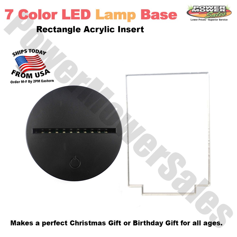 3D LED Lamp Base with USB or Battery and Touch control & Rectangle Acrylic.